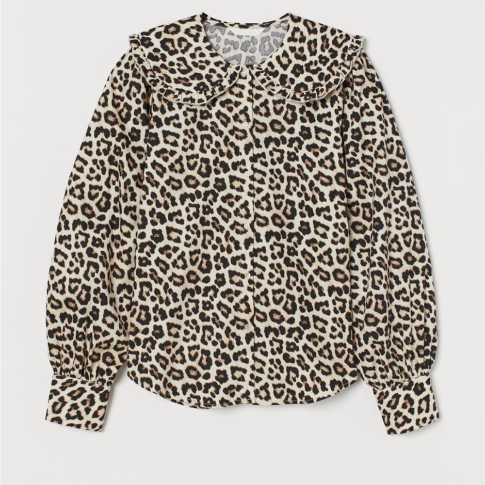 H&M Leopard button down  Blouse, Size XXL